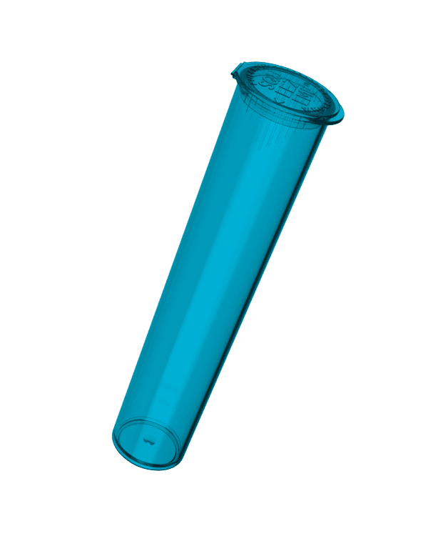 a blue test tube with a lid