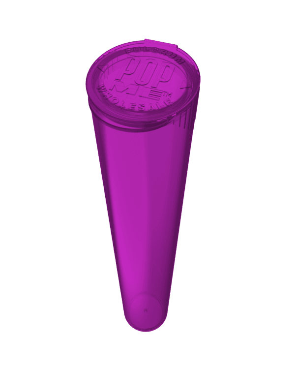 a purple plastic tube with a lid