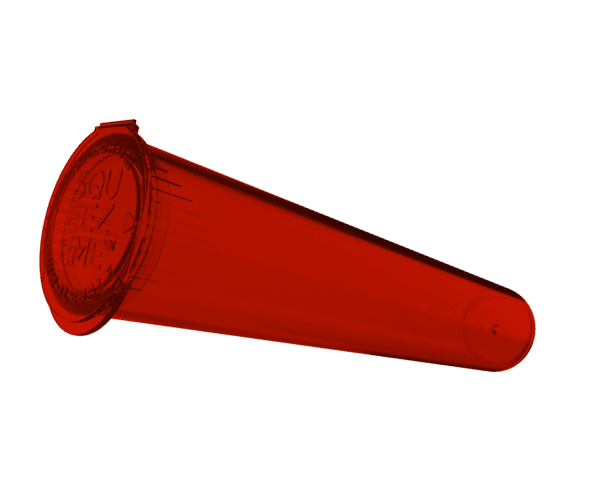 a red plastic tube with a lid