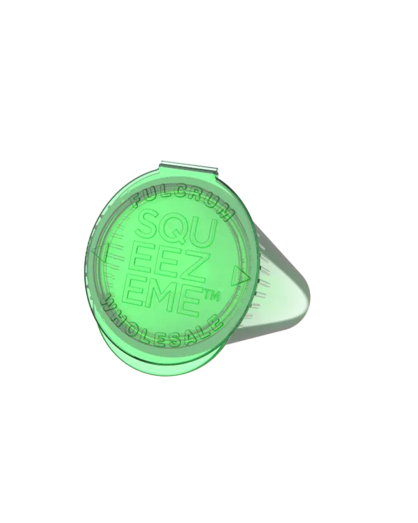 a green plastic container with a black background